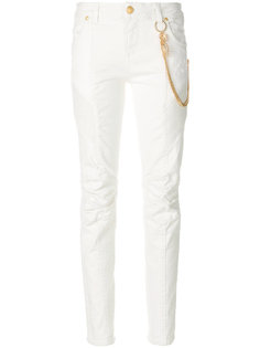 chain-embellished biker skinny jeans Pierre Balmain