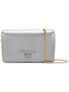 сумка через плечо с отделкой металлик Prada