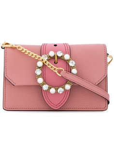 crystal-embellished buckle shoulder bag Miu Miu
