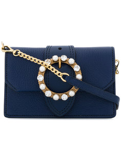 crystal-embellished buckle shoulder bag Miu Miu