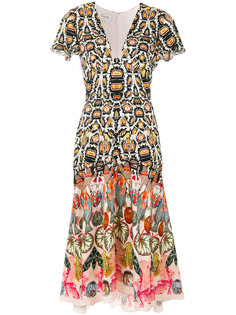 printed plunge neck dress Temperley London