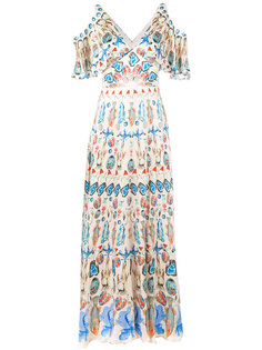 printed cold shoulder maxi dress Temperley London