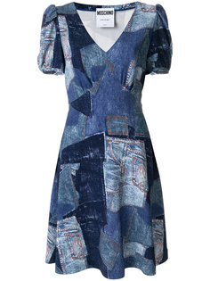 платье в стиле пэчворк с V-образным вырезом  Moschino