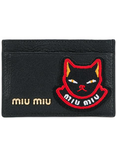 визитница с логотипом и нашивкой-котом  Miu Miu