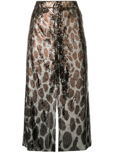 юбка с леопардовым принтом и пайетками  Marco De Vincenzo