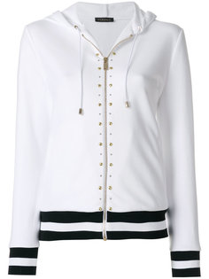 studded stripe detail zipped hoodie Versace