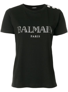 футболка на пуговицах с логотипом  Balmain