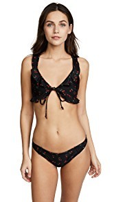 For Love & Lemons Mon Cherry Ruffle Bikini Top