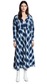 Jonathan Simkhai Washed Plaid Diamond Western Midi Dress