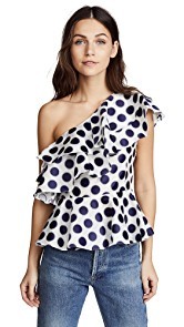 Prabal Gurung Polka Dot One Shoulder Top