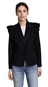 Rebecca Taylor Tuxedo Wool Ruffle Blazer