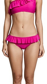 Shoshanna Solid Magenta Ruffle Bikini Bottoms