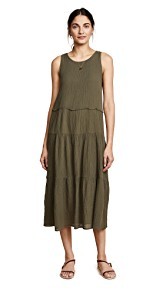 Three Dots Cotton Gauze Tiered Dress