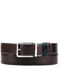 Кожаный двусторонний ремень с контрастной отделкой Piquadro