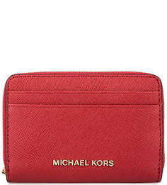 Визитница на молнии из сафьяновой кожи Michael Michael Kors
