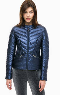 Стеганая синяя куртка приталенного кроя Guess