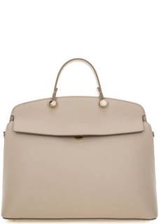 Серая сумка из мягкой кожи с короткой ручкой Furla