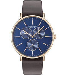 Кварцевые часы с широким кожаным ремешком Kenneth Cole