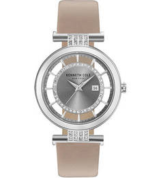 Кварцевые часы с бежевым кожаным ремешком Kenneth Cole