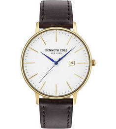 Кварцевые часы с широким кожаным ремешком Kenneth Cole