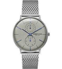 Кварцевые часы с круглым корпусом серебристого цвета Kenneth Cole