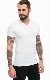 Комплект из двух белых футболок с треугольным вырезом Diesel