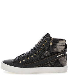 Текстильные кеды на шнуровке и молнии Diesel