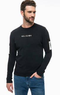 Черный хлопковый свитшот с нашивками Religion