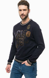 Синий хлопковый свитшот с нашивками Scotch&Soda