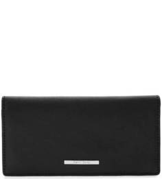 Черный кожаный кошелек с откидным клапаном Gianni Conti