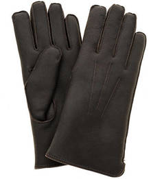 Коричневые перчатки из нубука с меховой подкладкой Bartoc
