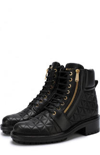 Кожаные стеганые байкеры с металлической отделкой Balmain