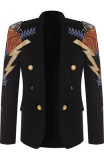 Хлопковый блейзер с контрастной вышивкой Balmain