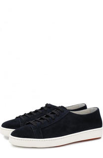 Замшевые кеды на шнуровке Santoni