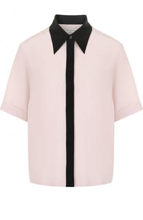 Шелковая блуза с контрастной отделкой и коротким рукавом Dries Van Noten