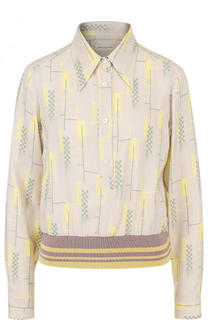 Блуза с эластичным поясом и принтом Dries Van Noten