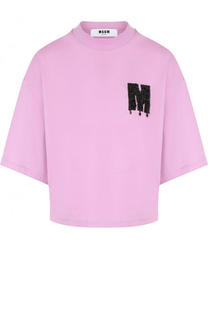 Хлопковая футболка свободного кроя с круглым вырезом MSGM