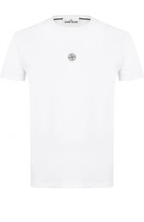 Хлопковая футболка с логотипом бренда Stone Island