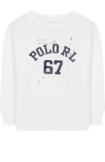 Хлопковый лонгслив с логотипом бренда Polo Ralph Lauren