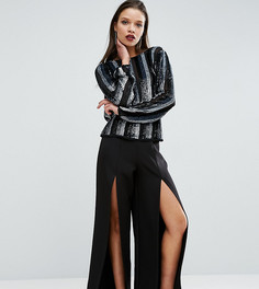 Широкие брюки с разрезами и завышенной талией ASOS PETITE - Черный