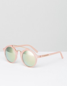 Солнцезащитные очки в круглой розовой оправе River Island - Розовый