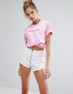 Футболка бойфренда с принтом Stand-Offish Adolescent Clothing - Розовый