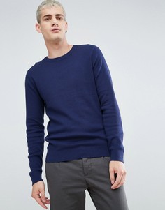 Трикотажный джемпер с круглым вырезом Selected Homme - Темно-синий