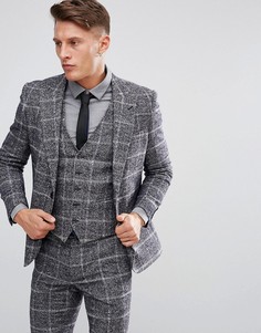Облегающий пиджак в клетку Moss London - Серый