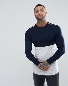 Длинный обтягивающий лонгслив с золотисто-розовыми молниями ASOS - Темно-синий