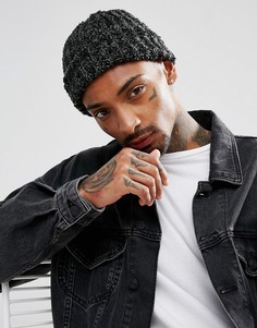 Черно-зеленая шапка-бини ASOS - Черный