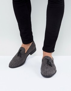 Серые лоферы с черным принтом и кисточками ASOS - Серый