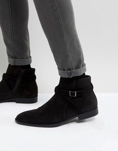 Черные ботинки челси из искусственной замши с ремешками ASOS - Черный