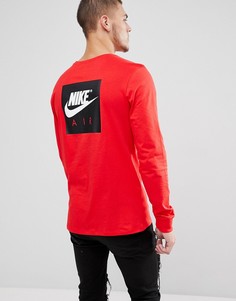 Красный лонгслив с принтом на рукавах Nike Air 893392-657 - Красный