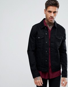 Черная приталенная джинсовая куртка ASOS - Черный